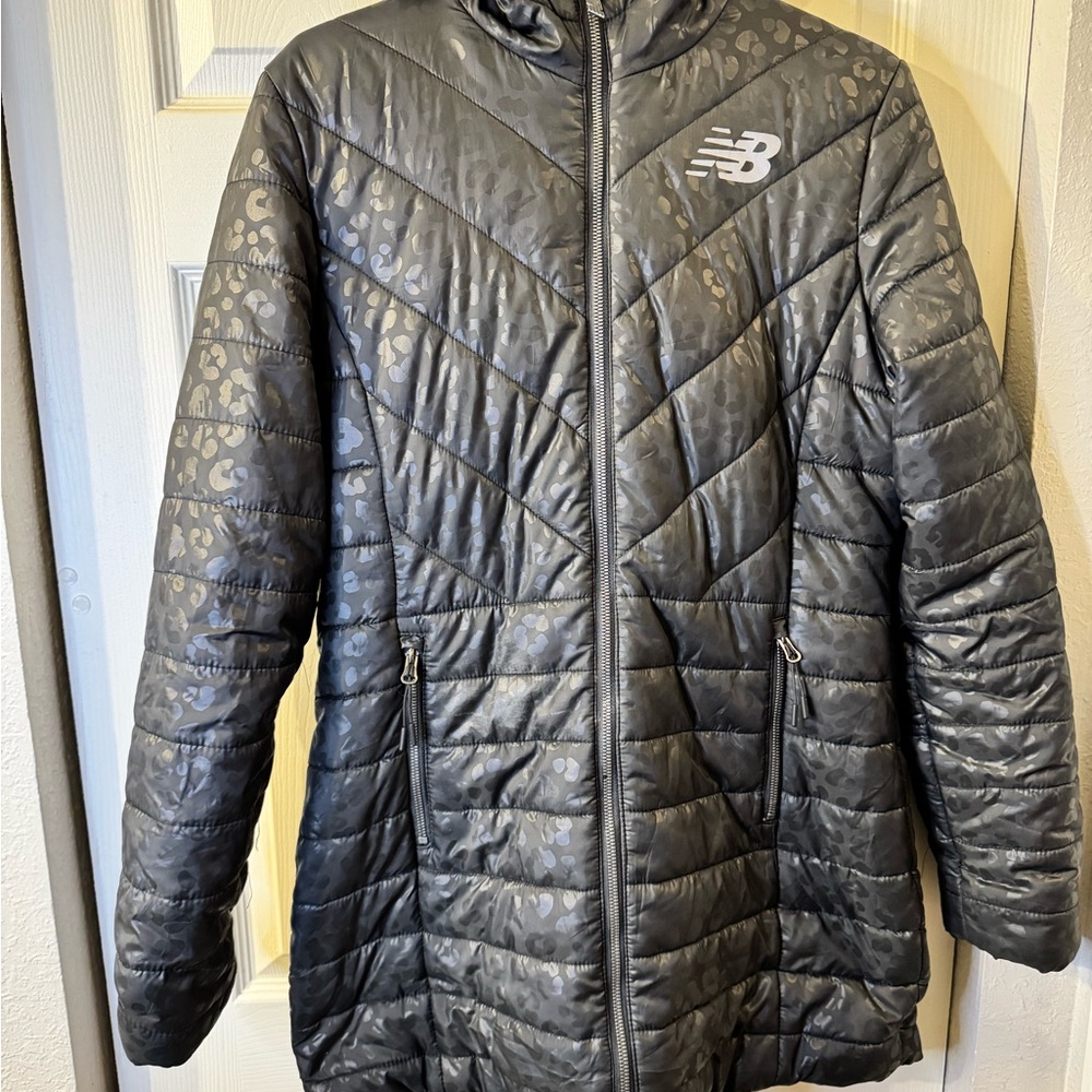 New‎ Balance Black Leopard Print Puffer Jacket